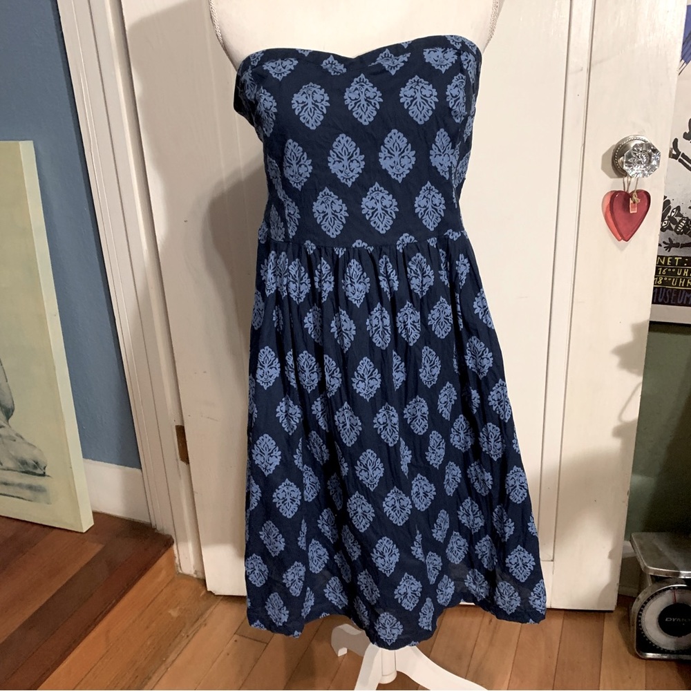 Old Navy Batik Navy Sweetheart Neckline Sleeveless Sundress Size 14